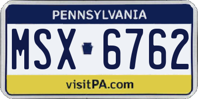 PA license plate MSX6762