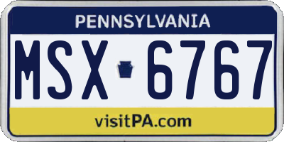 PA license plate MSX6767