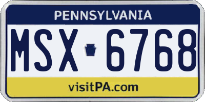 PA license plate MSX6768