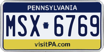 PA license plate MSX6769