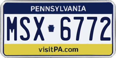 PA license plate MSX6772