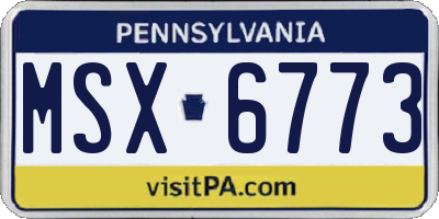PA license plate MSX6773