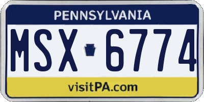 PA license plate MSX6774
