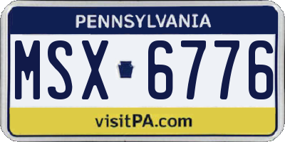PA license plate MSX6776