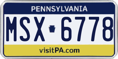 PA license plate MSX6778