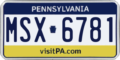PA license plate MSX6781