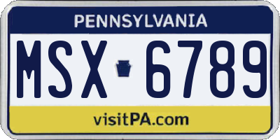 PA license plate MSX6789