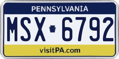 PA license plate MSX6792