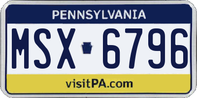 PA license plate MSX6796