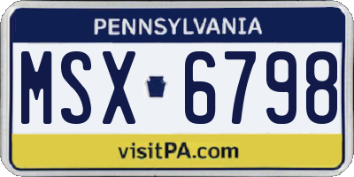 PA license plate MSX6798