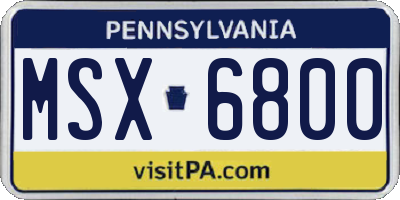 PA license plate MSX6800