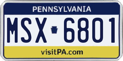 PA license plate MSX6801