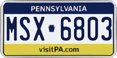 PA license plate MSX6803