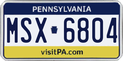 PA license plate MSX6804