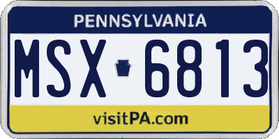 PA license plate MSX6813