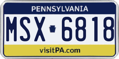 PA license plate MSX6818