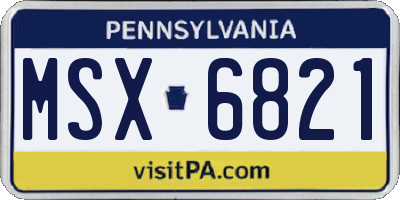 PA license plate MSX6821