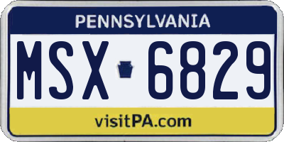 PA license plate MSX6829
