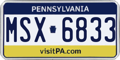 PA license plate MSX6833