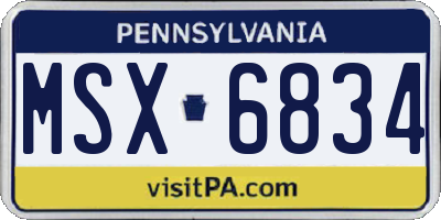 PA license plate MSX6834