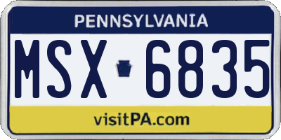 PA license plate MSX6835