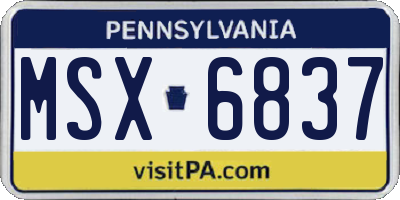 PA license plate MSX6837