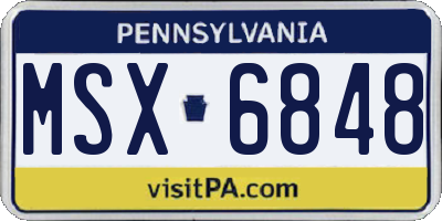 PA license plate MSX6848