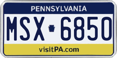PA license plate MSX6850