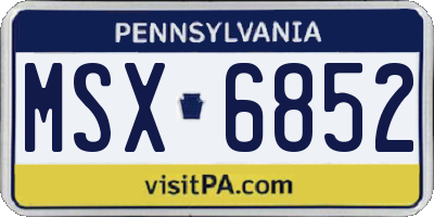 PA license plate MSX6852