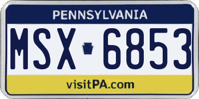 PA license plate MSX6853
