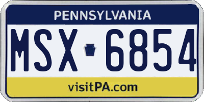 PA license plate MSX6854