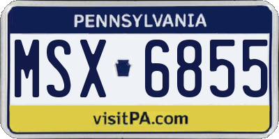 PA license plate MSX6855