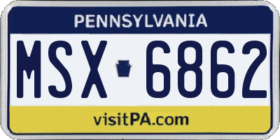 PA license plate MSX6862