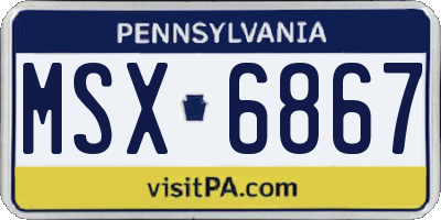 PA license plate MSX6867