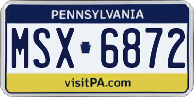 PA license plate MSX6872