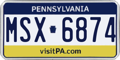 PA license plate MSX6874