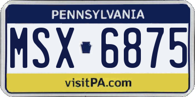 PA license plate MSX6875