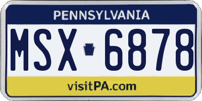 PA license plate MSX6878