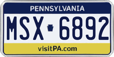 PA license plate MSX6892