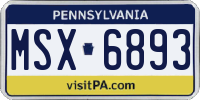 PA license plate MSX6893