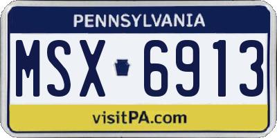 PA license plate MSX6913