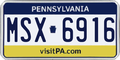 PA license plate MSX6916
