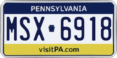 PA license plate MSX6918