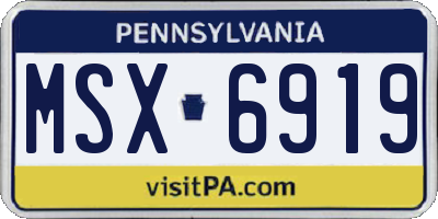 PA license plate MSX6919