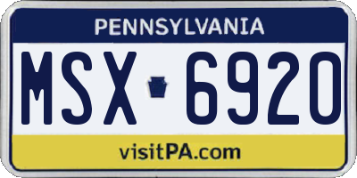 PA license plate MSX6920