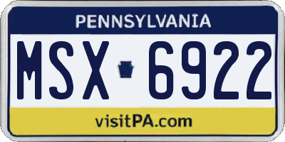 PA license plate MSX6922
