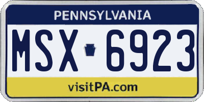PA license plate MSX6923