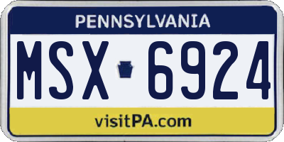 PA license plate MSX6924