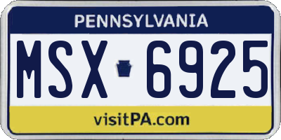 PA license plate MSX6925