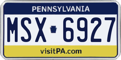 PA license plate MSX6927